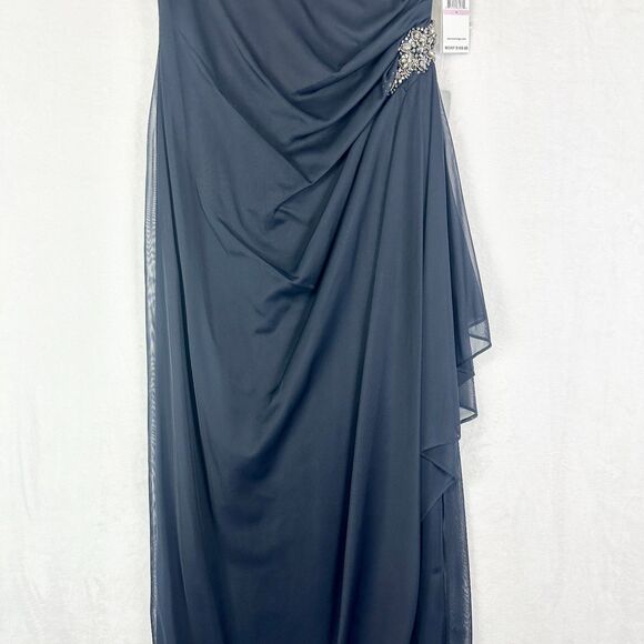 Alex Evenings Camille Cowl Neck Gown Size 6 NEW Navy Embellished Wedding Guest - Picture 6 of 10